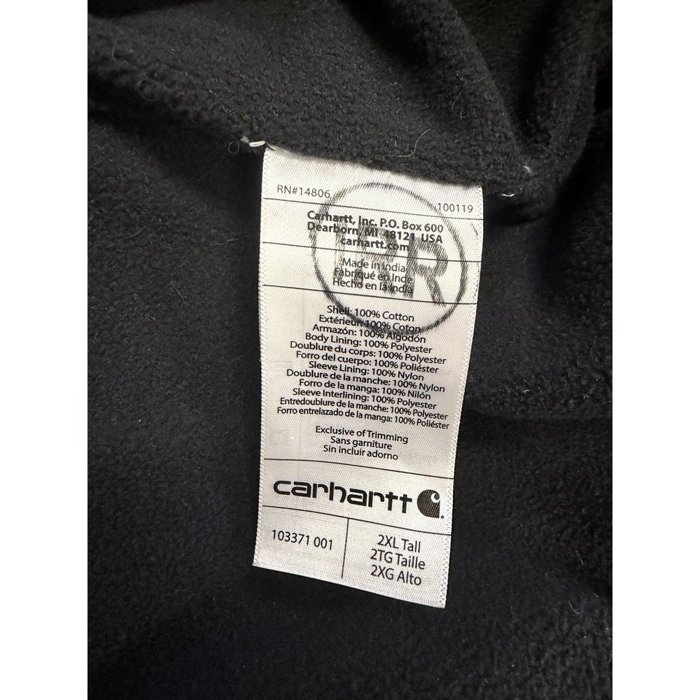 Carhartt Full Swing Armstrong Black Active Jacket Fleece Men's Size 2XL Tall - Picture 14 of 16